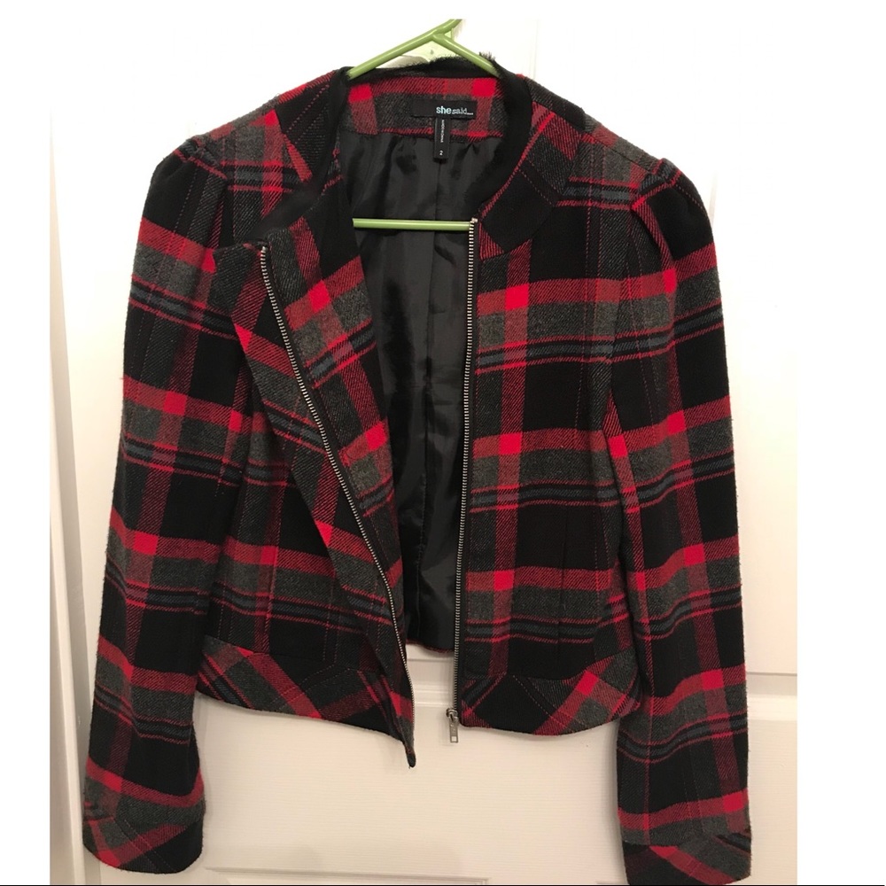 Plaid fleece jacket
